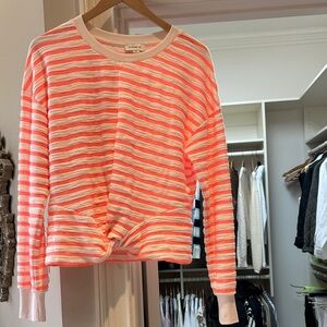 Everly Coral Striped Long Sleeve Top